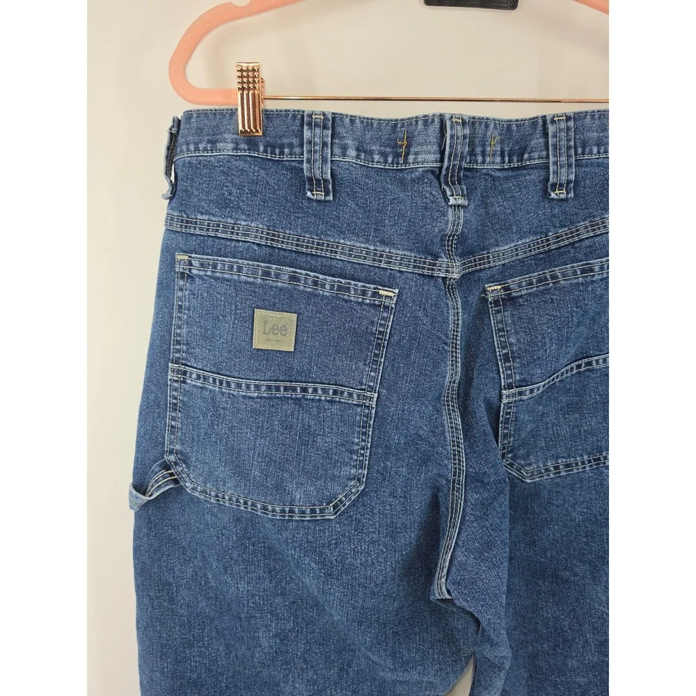 Lee Dungarees Carpenter Jeans Mens 36x32 Blue Denim Workwear Hammer Loop 2887910